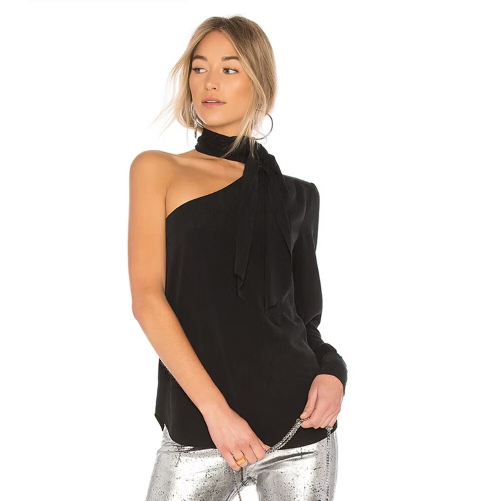 AG Adriano Goldschmied Malia Tie Neck Top Long Sleeve Blouse Medium NWT